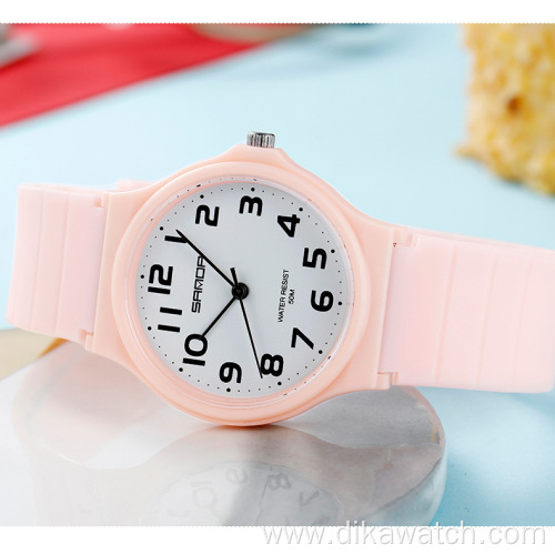 SANDA 6010 Casual And Compact Silicone Watch Strap Wild Small Fresh Female High School Student Ins Wind Watches